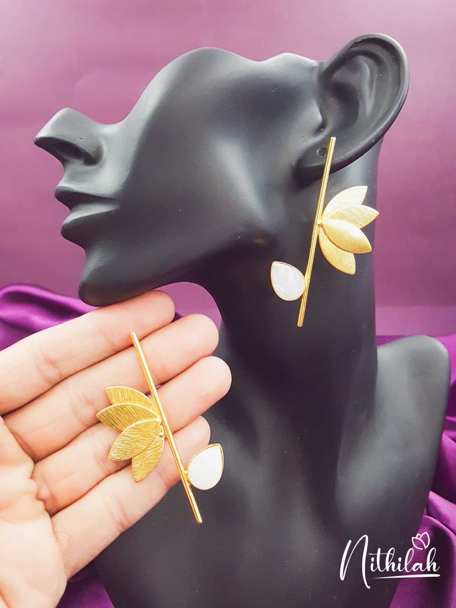 Lotus Design MOP Earrings