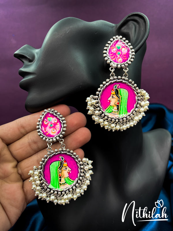 Meenakari Radha Pink Handmade Oxidised Earrings