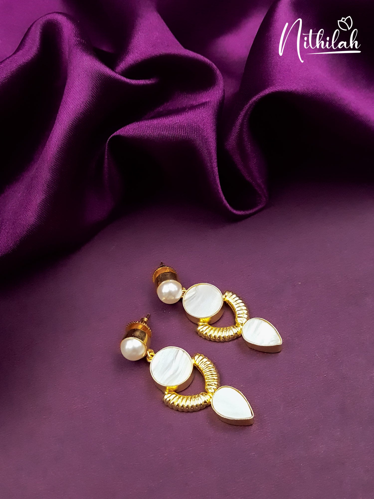 Mother of Pearl Handmade Brass Earrings