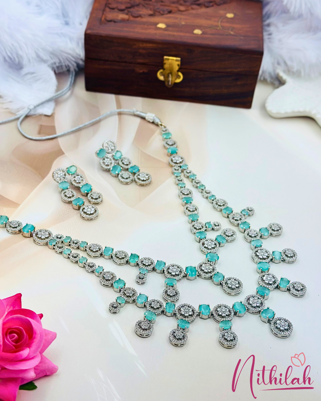 Mint Green AD Layered Necklace