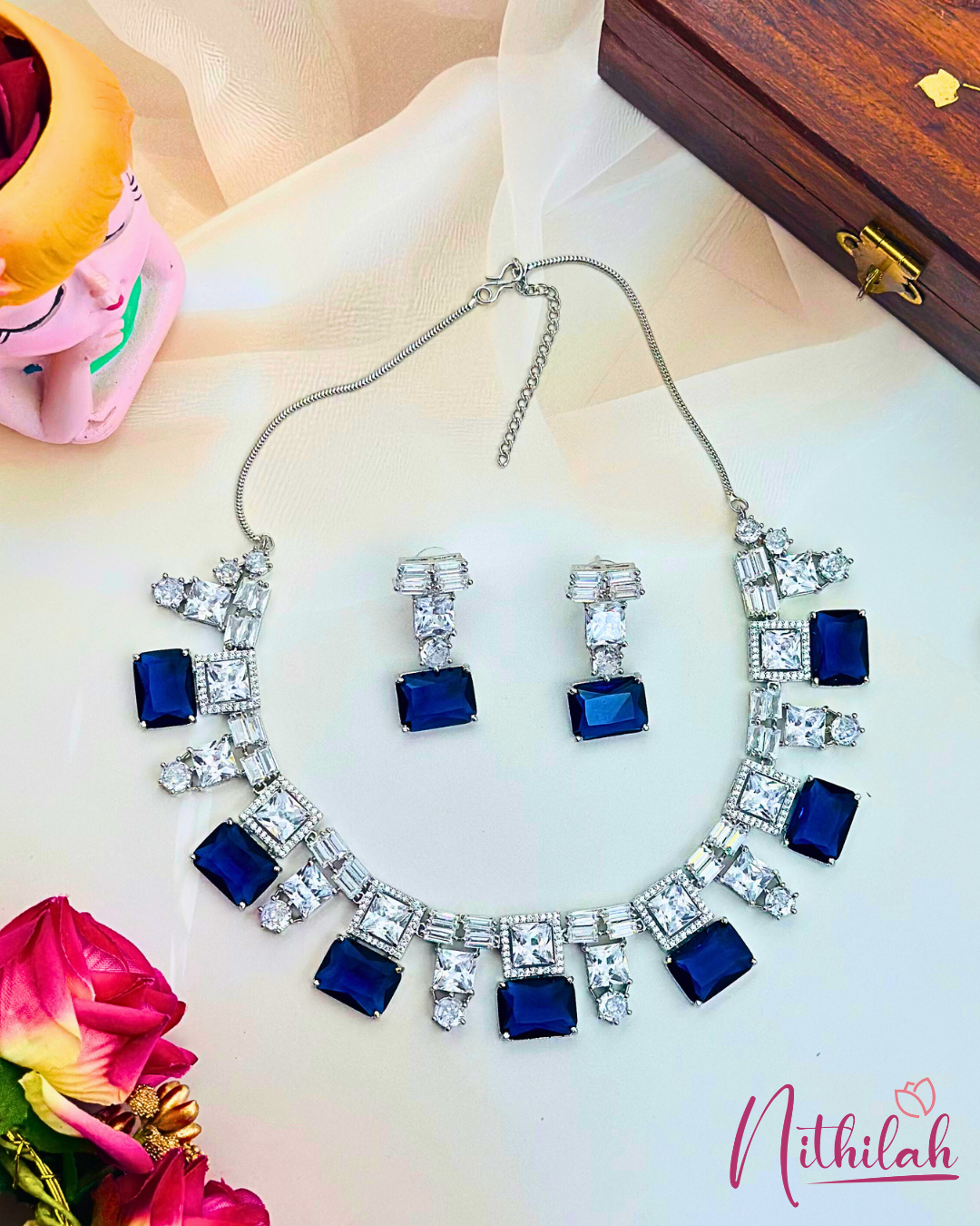 Royal Blue Square AD Necklace
