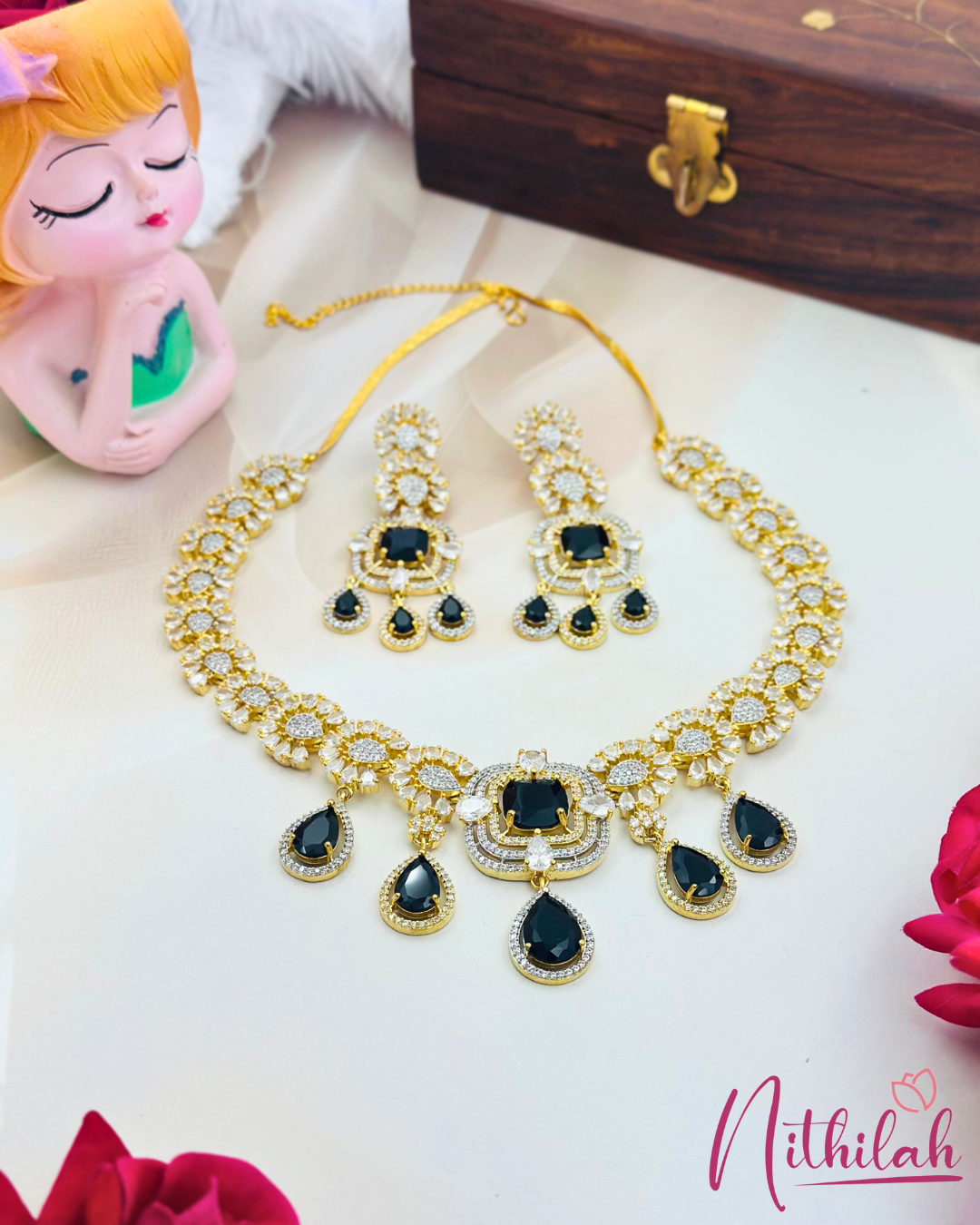 Dual-tone American Diamond Necklace Set