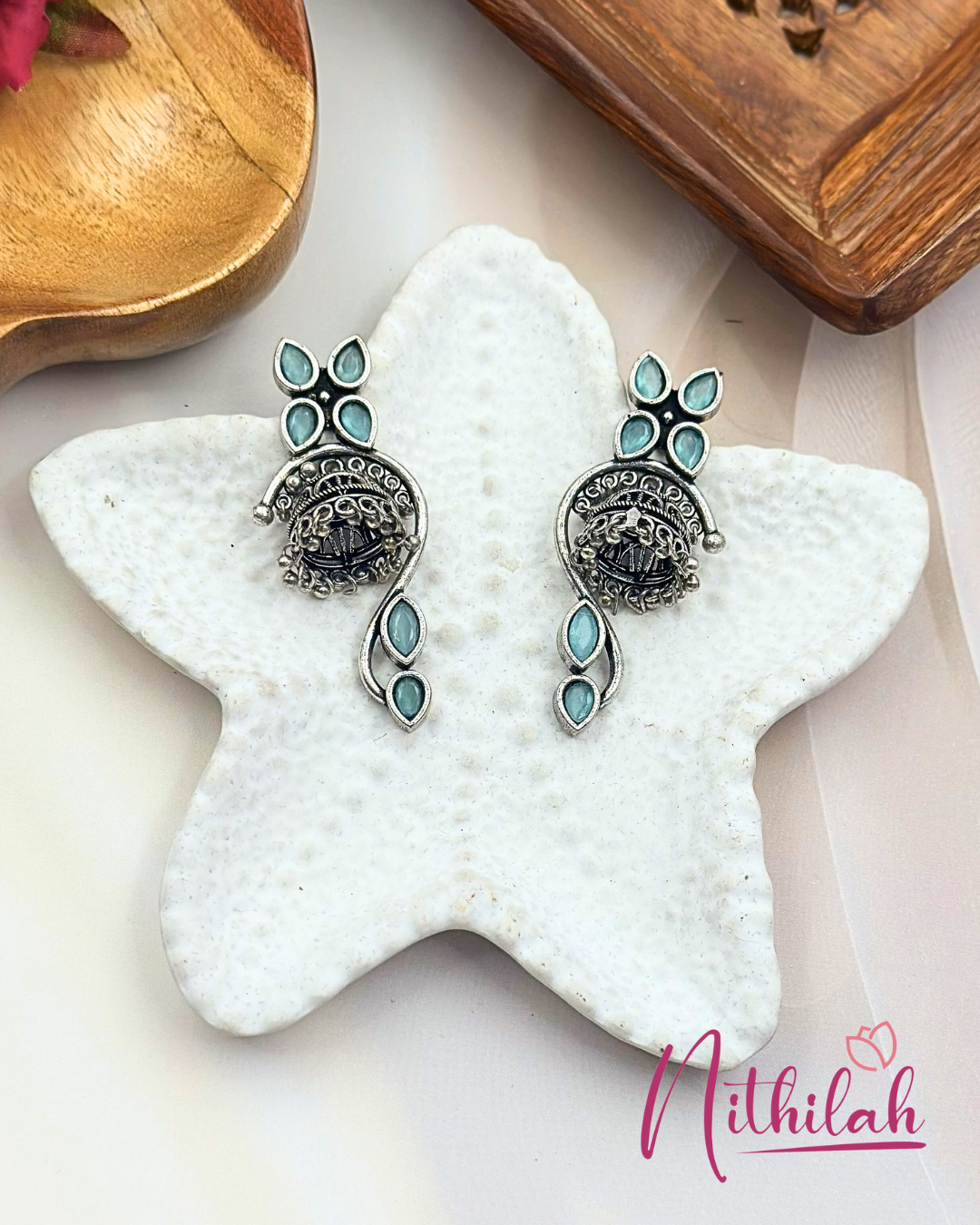 Oxidised Silver Unique Jhumka