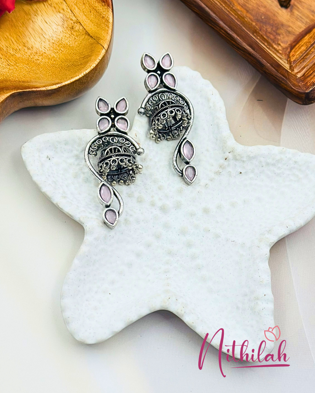 Oxidised Silver Unique Jhumka