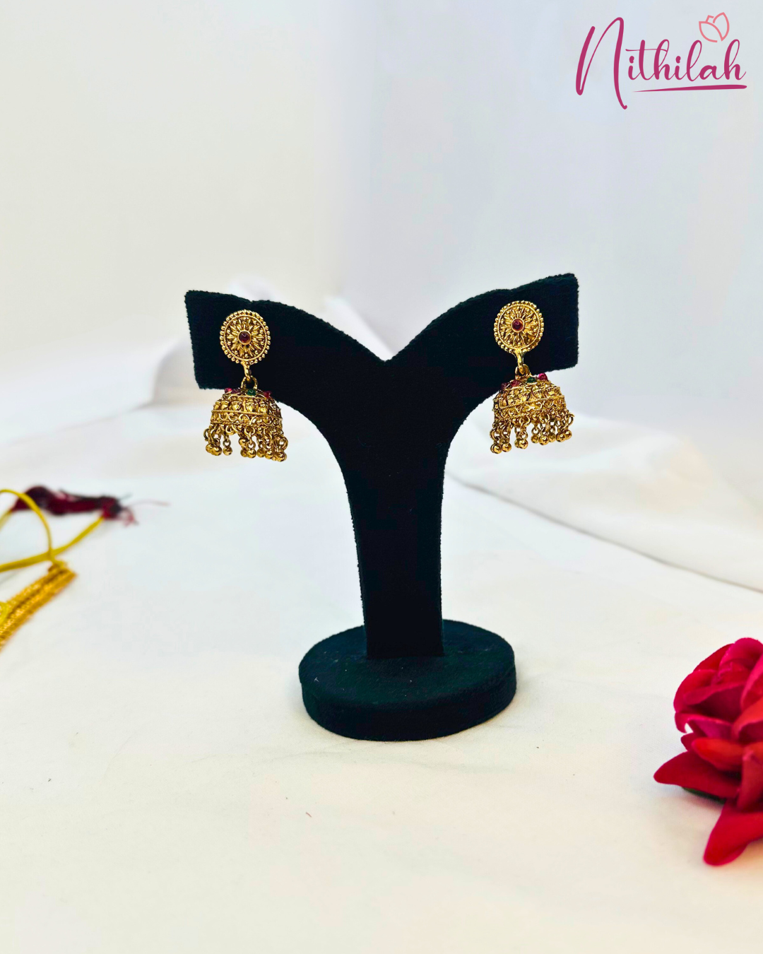 Antique Red Stone Temple Bridal Necklace Set