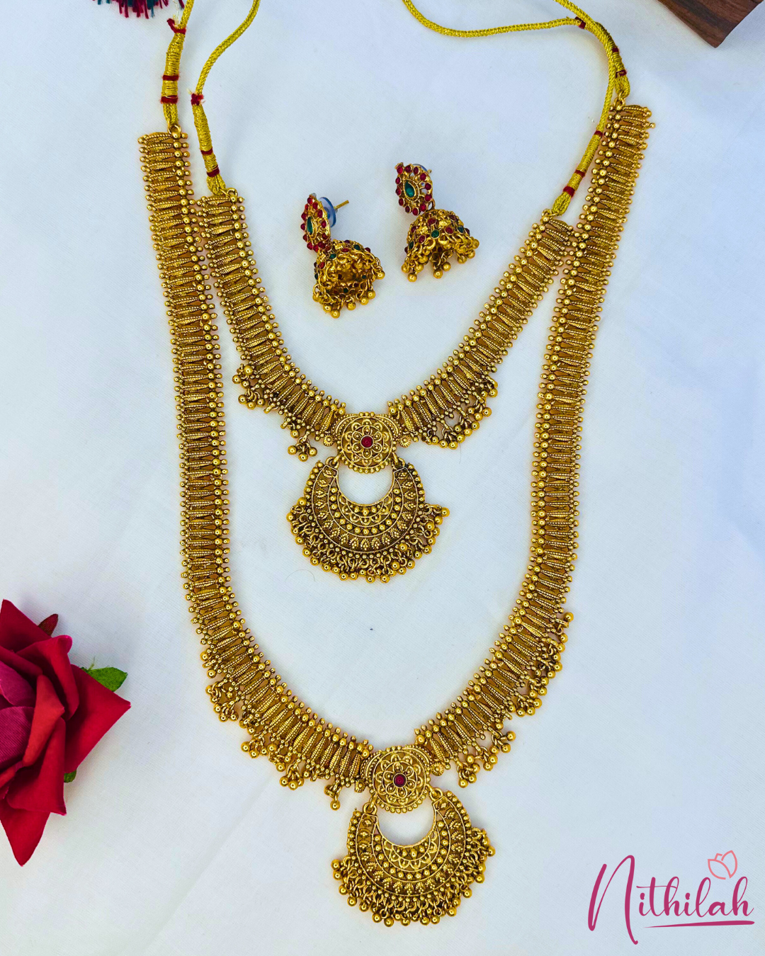 Matt Finish traditional Temple Necklace Set