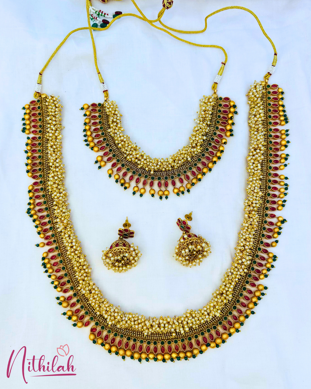 Pearl Bunch Multi Stone Jewel Set