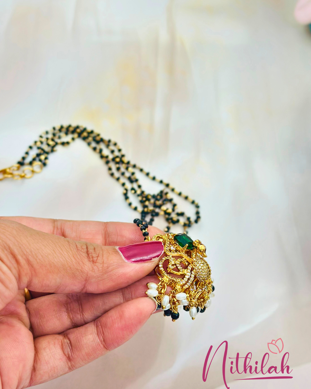 Peacock With Floral Designer Mangalsutra