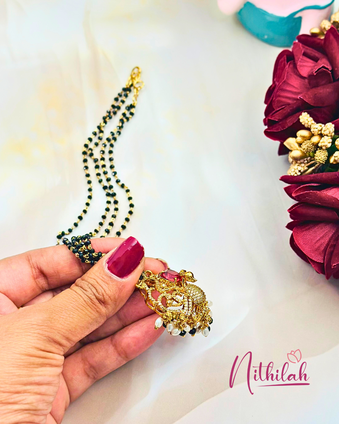 Peacock With Floral Designer Mangalsutra