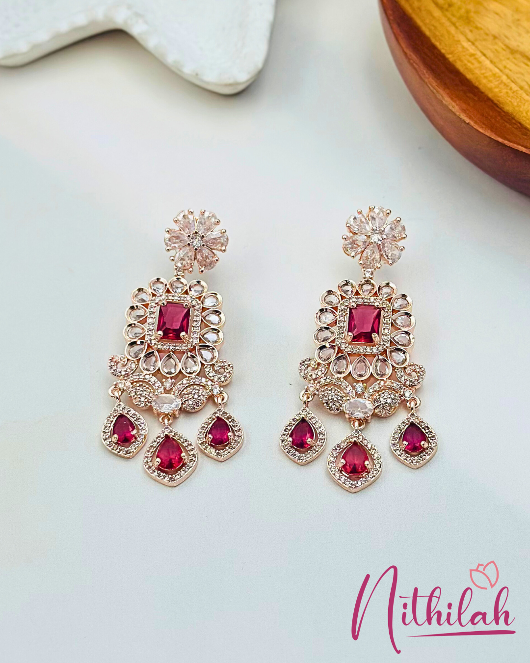 Rosegold plated Ruby layered Necklace