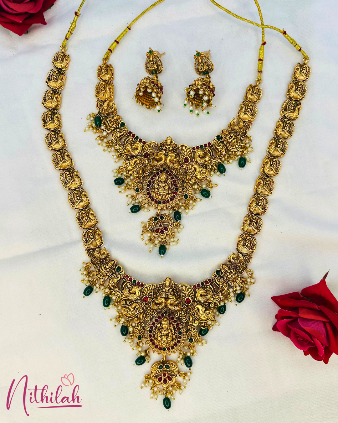 Mahalakshmi Peacock Necklace Set