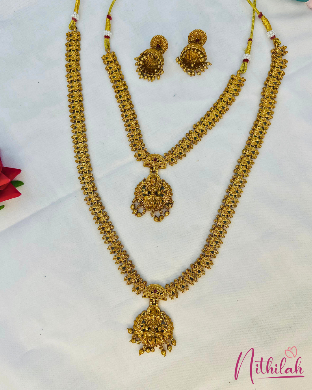 Matt Gold Finish Traditional Temple Necklace