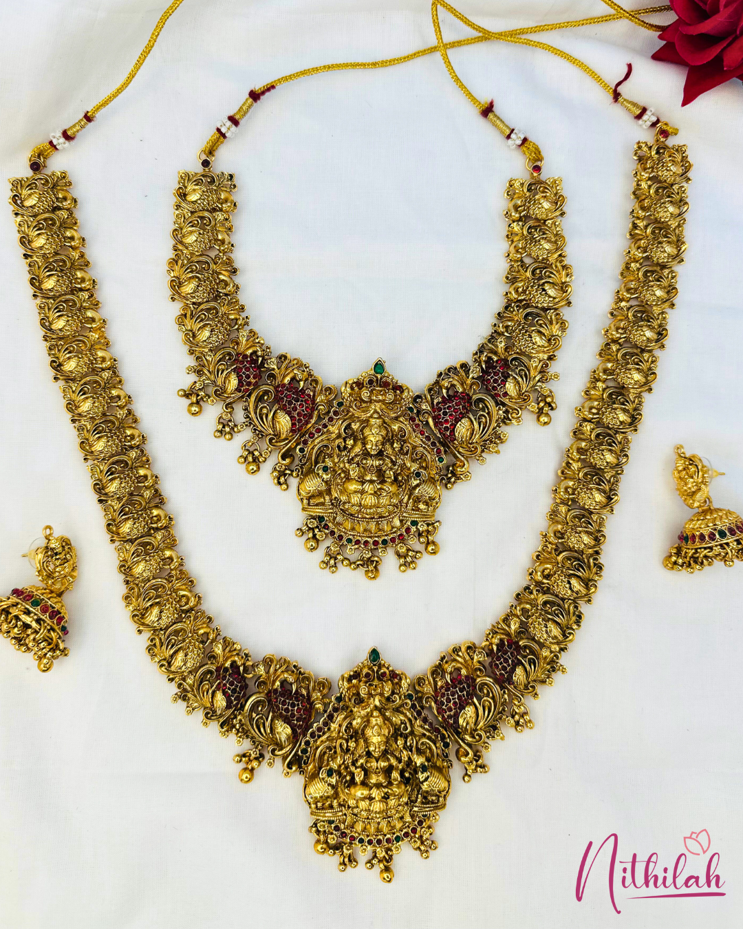 Sri Lakshmi Antique Temple Necklace Set