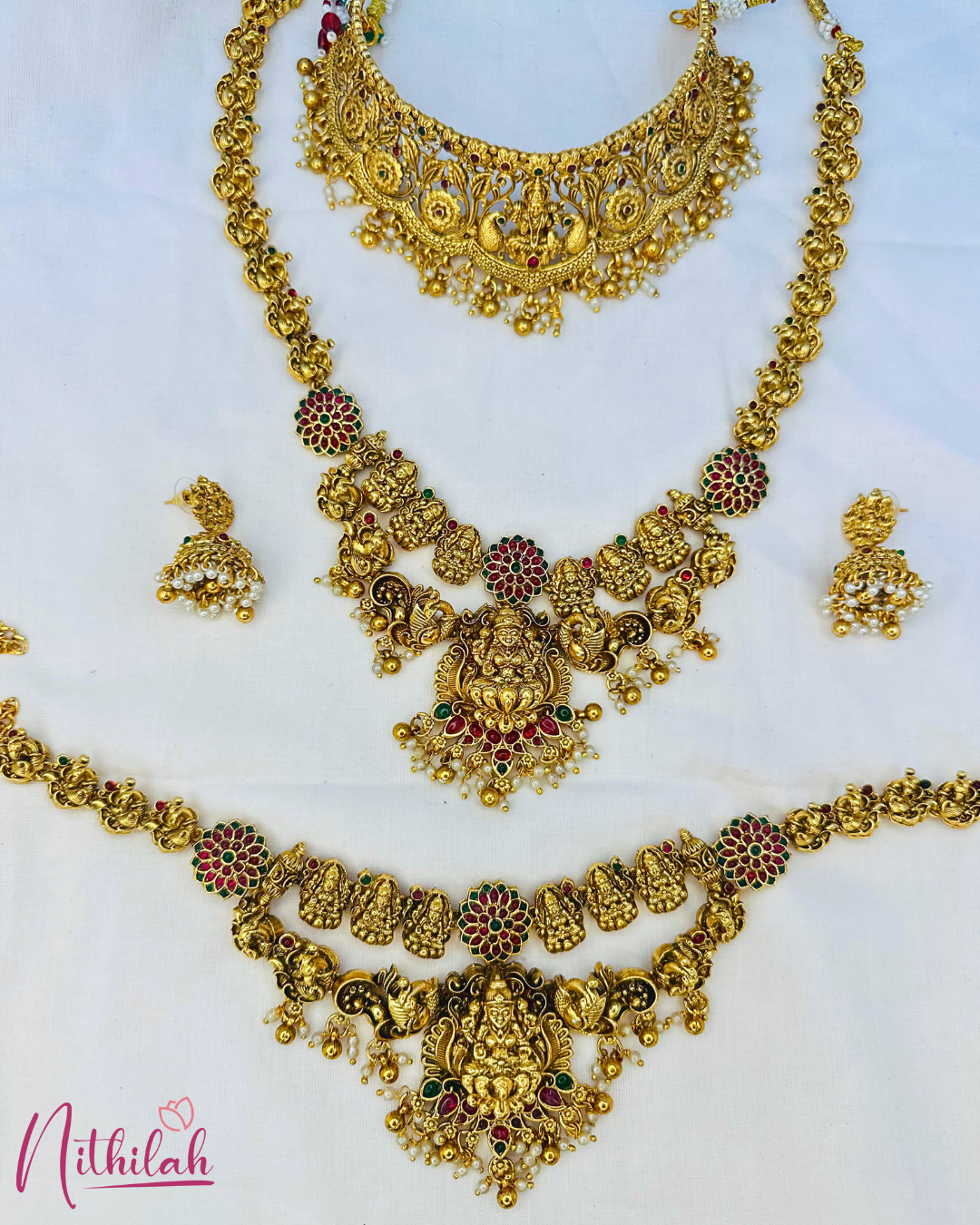 Lakshmi Antique Temple Semi Bridal Set