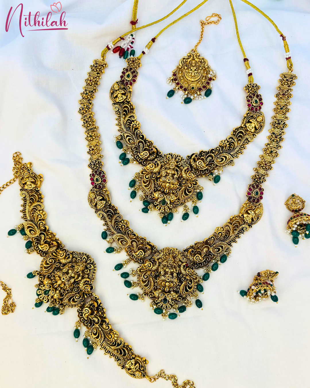 Antique Finish Lakshmi Semi Bridal Set