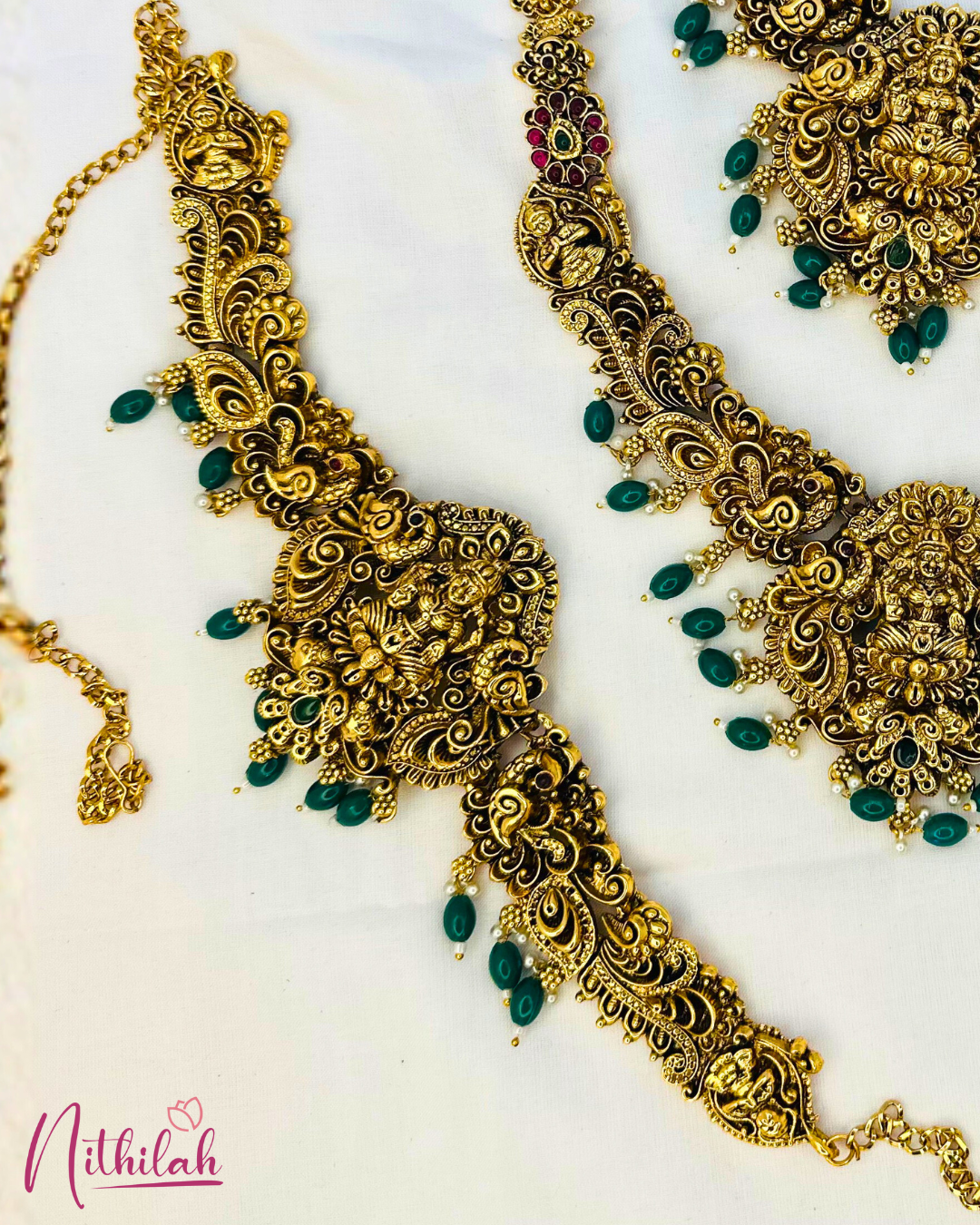 Antique Finish Lakshmi Semi Bridal Set