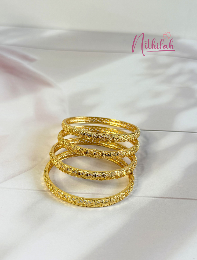 Gold Plated Traditional Kids Bangles Set of 4 with detailed textured design for daily wear and festive occasions.