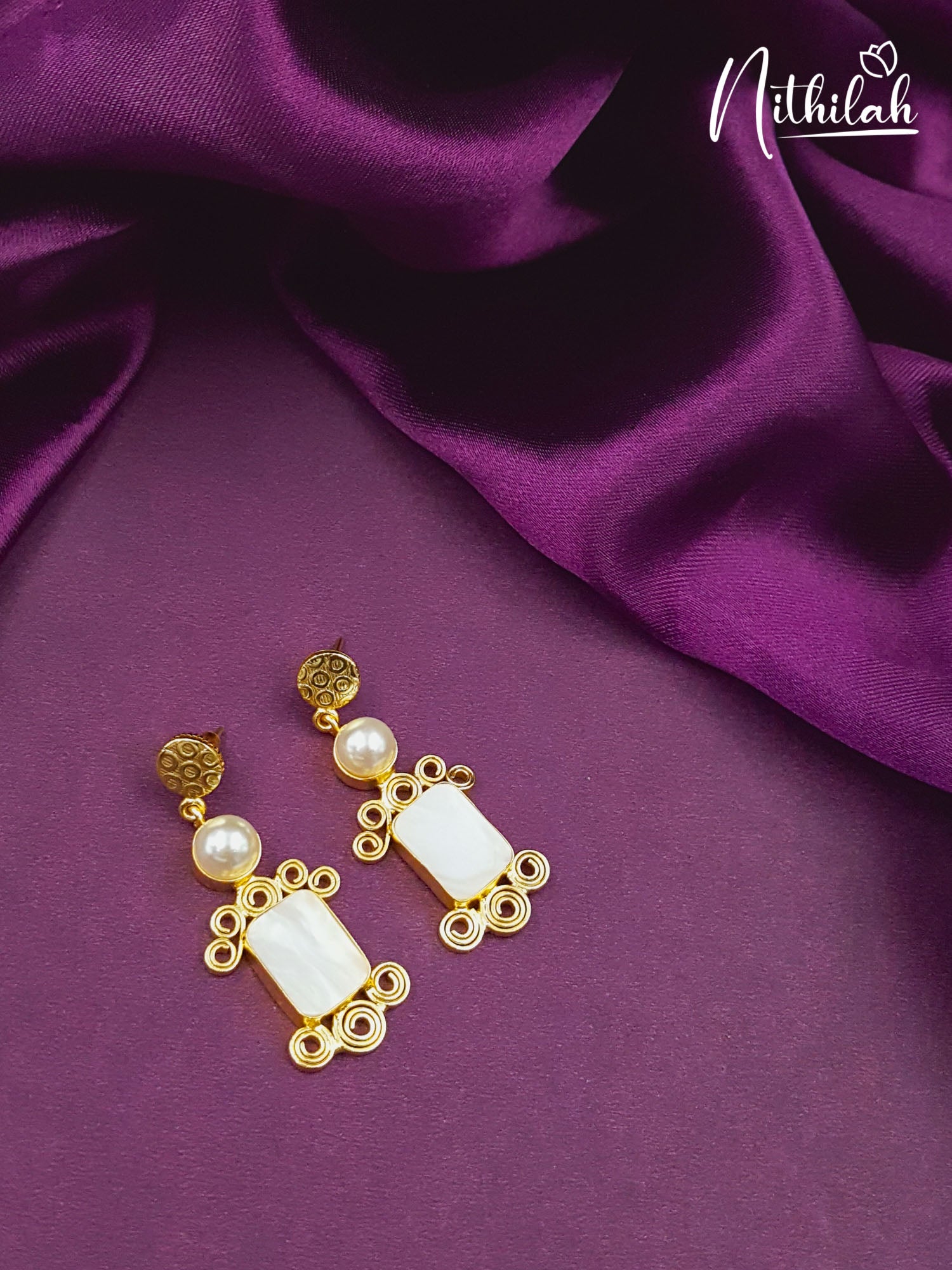 Rectangle MOP Gold Fashion Earrings