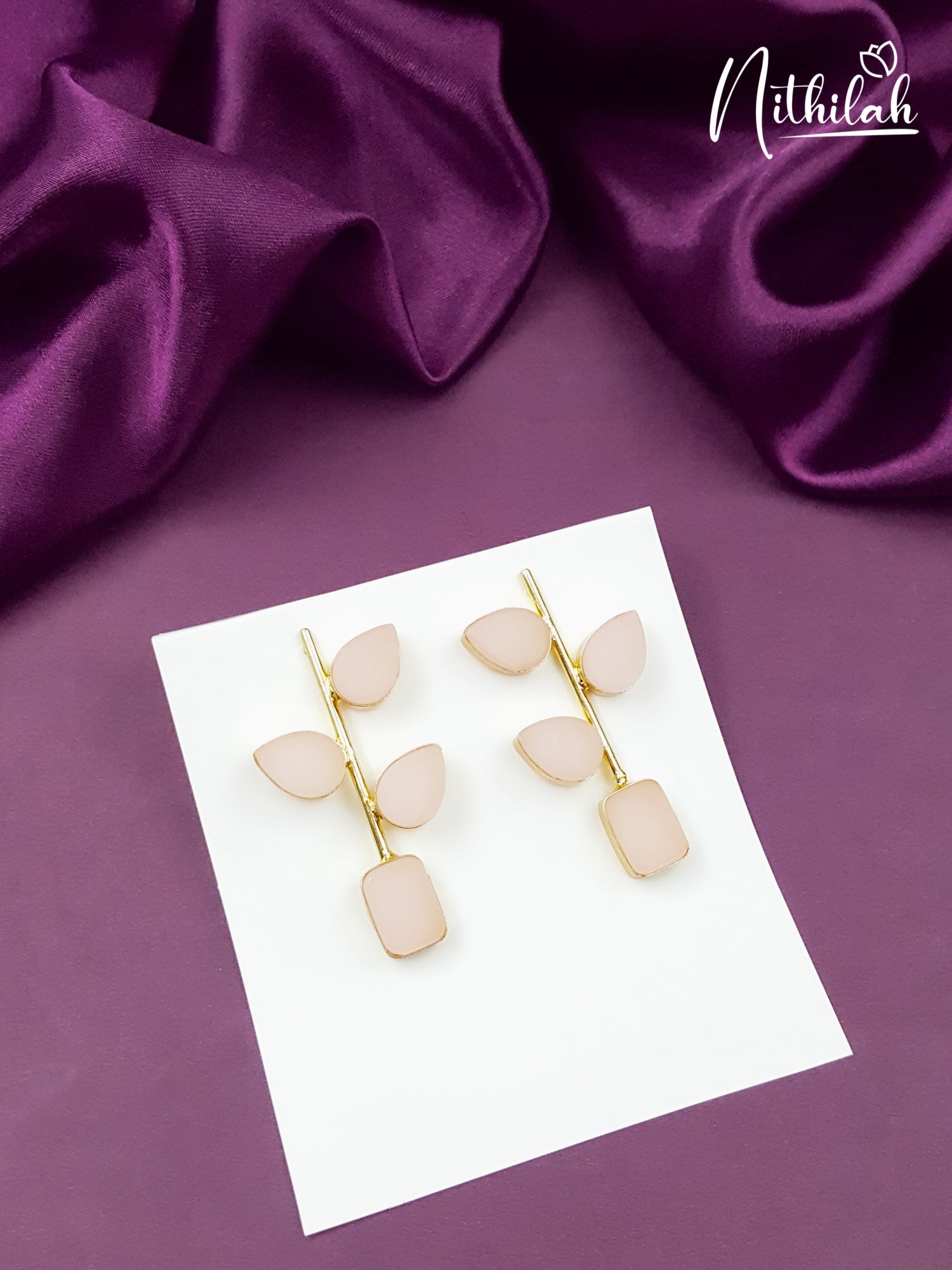 Rose Quartz Leaf Earrings 