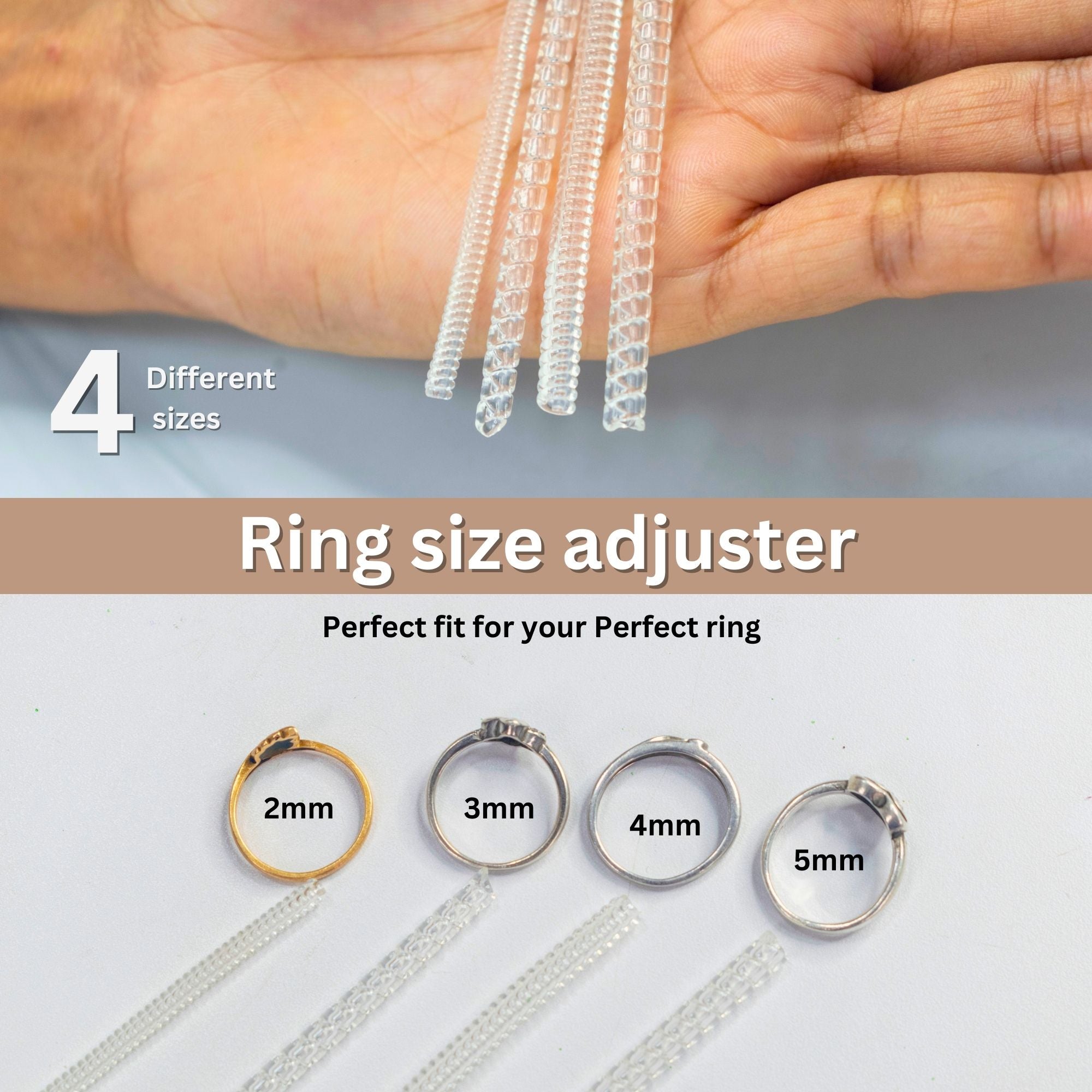 CrafTreat Silicone Ring Size Adjuster - 2mm to 5mm 4 Sizes 3Pcs Each