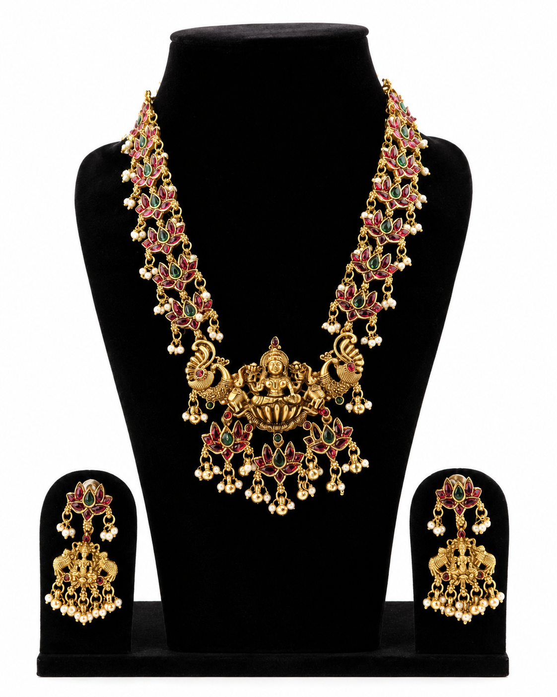 Lakshmi Temple Jewellery Necklace Set with Matching Earrings 
