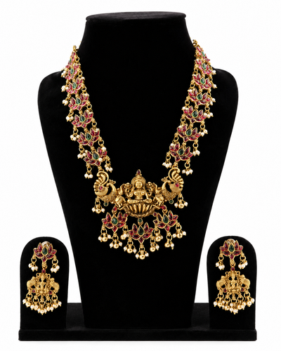 Lakshmi Temple Jewellery Necklace Set with Matching Earrings 