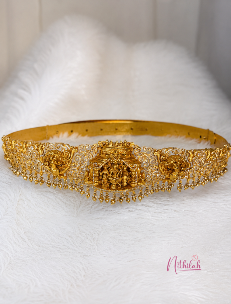 Premium Gold Plated Temple Hip Belt for South Indian Bride | Traditional Bridal Vaddanam