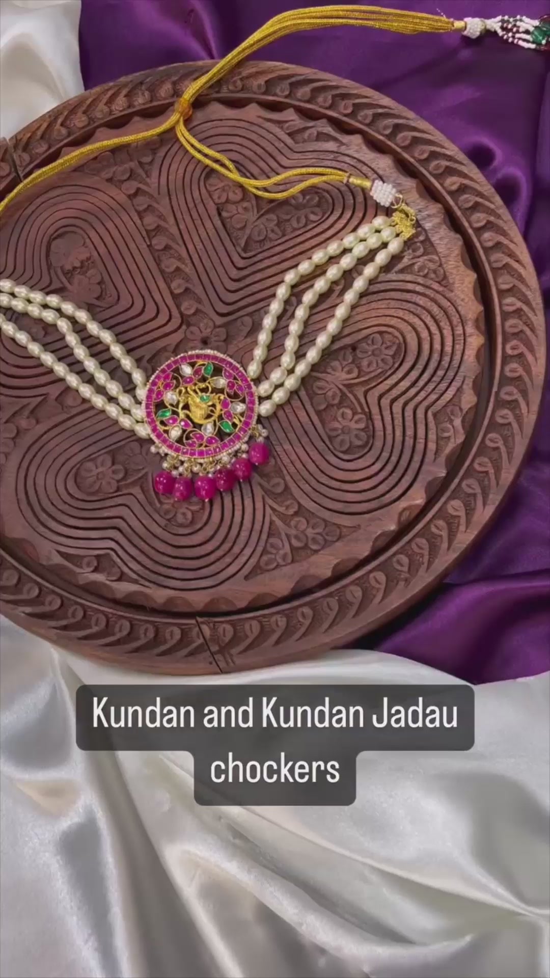 Kundan Bird Pink Center Pearl Choker Necklace