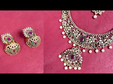 American Diamond Double Peacock Jewel Set