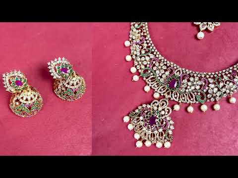 Double Peacock AD Semi Bridal Jewel Set