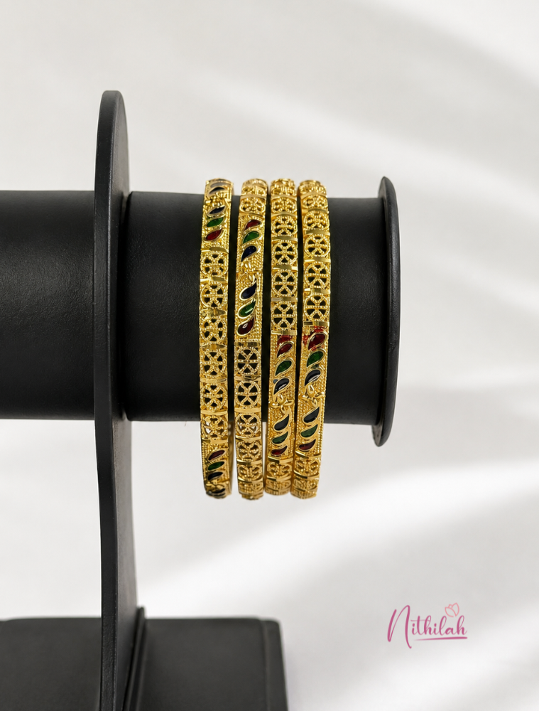 Premium Gold Look Kids Bangles Set for Girls