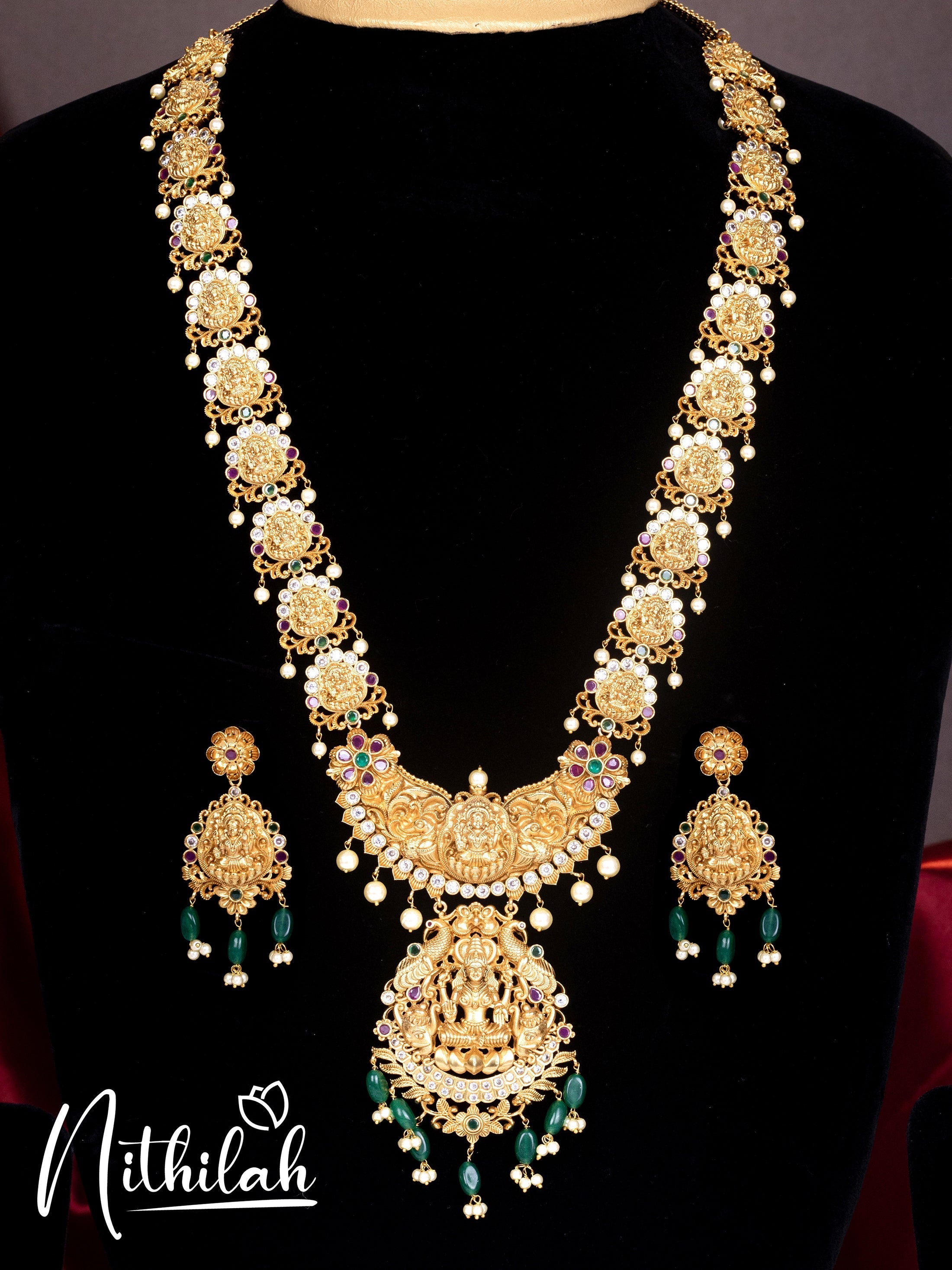 Nithilah One Gram Gold Lakshmi Chain with AD Haram