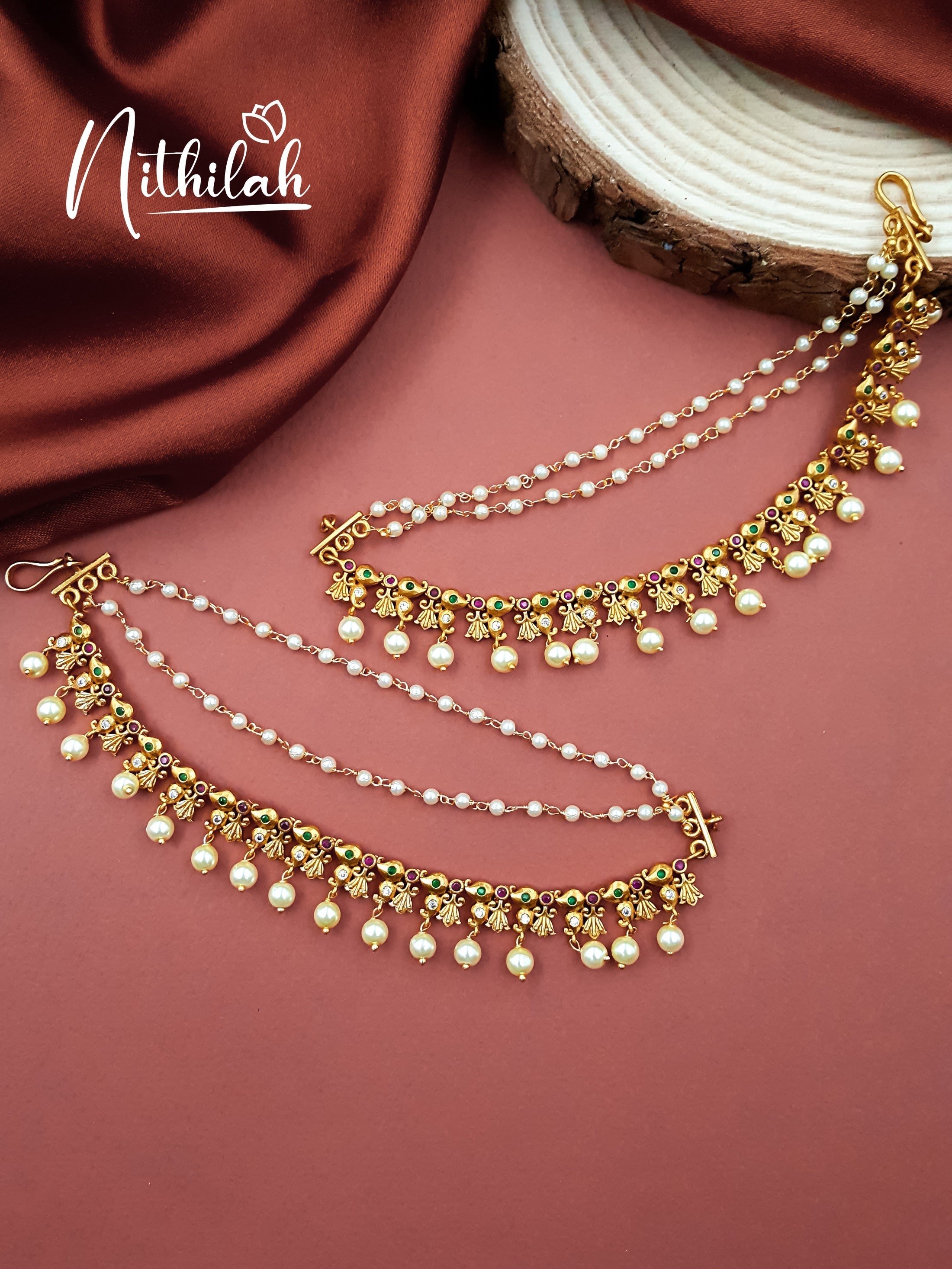 Nithilah 3 Layer Gold Ear Chair with Pearls