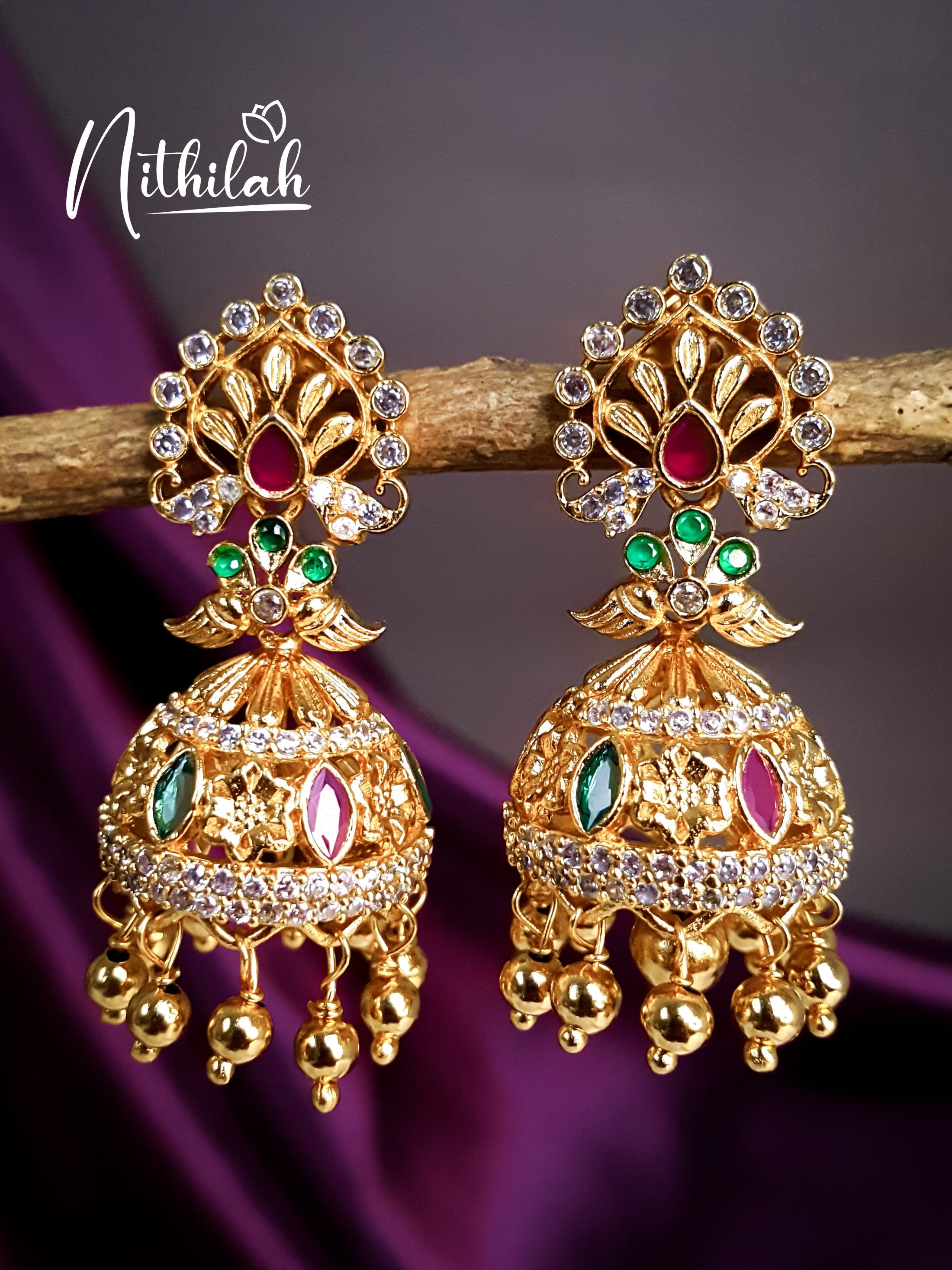 Buy AD Golden Jhumka Earrings 4 | Jhumka Earrings