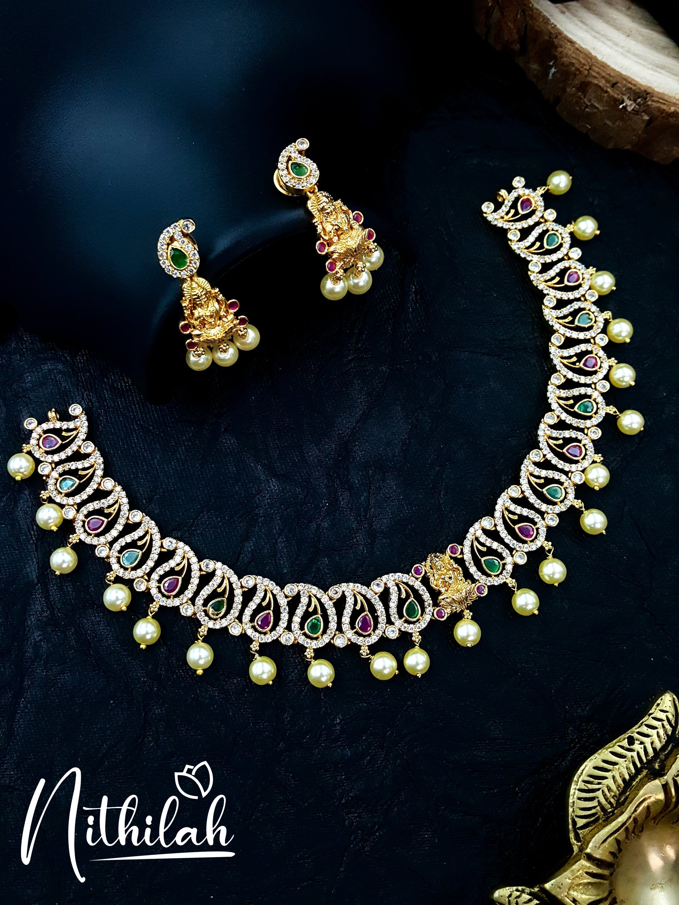 Buy AD Mango Gold Choker Necklace | Gold Choker Necklace Set