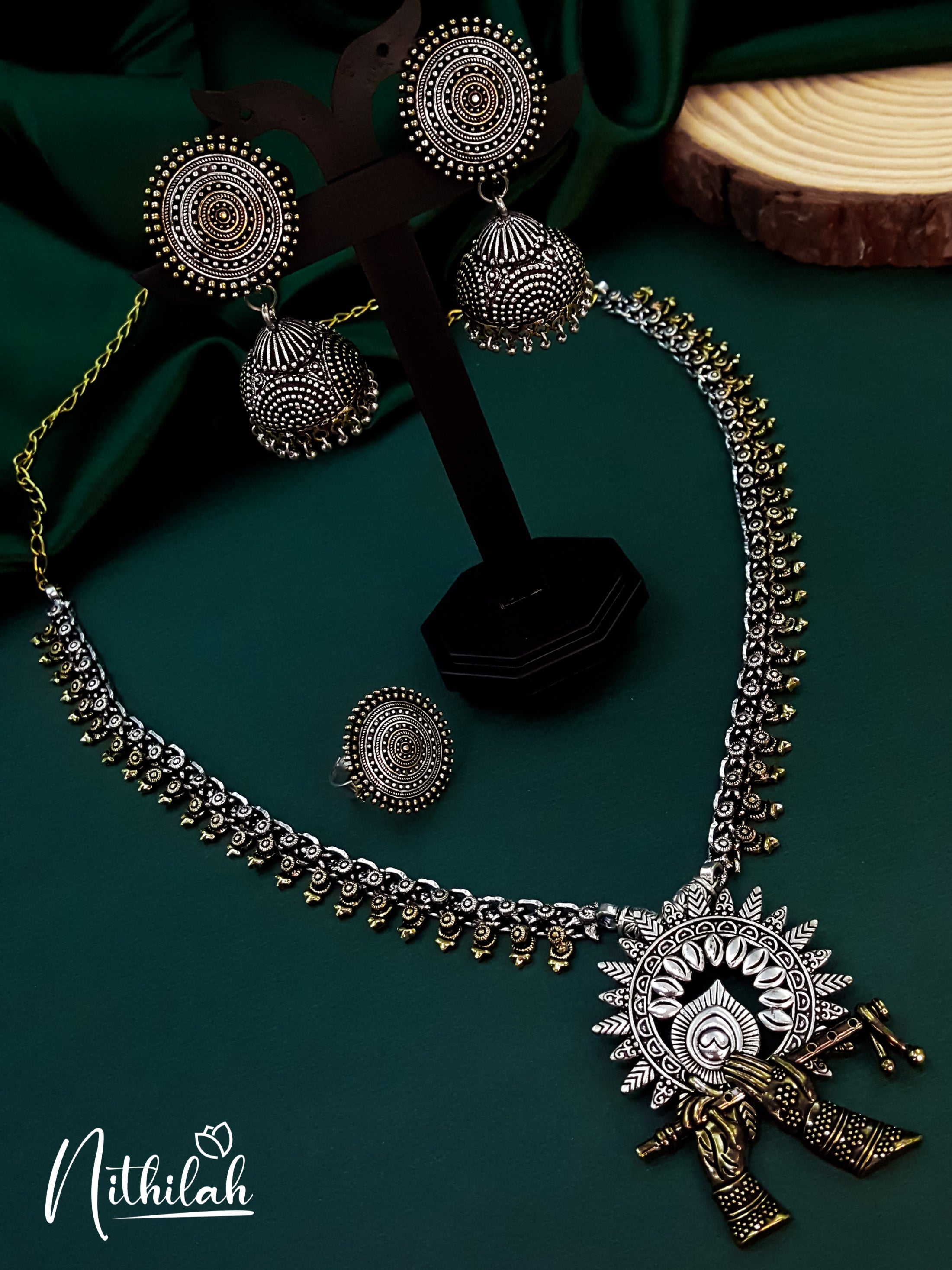 Buy Bansuri Dual Tone Oxidised Jewel Set | Oxidised Jewelry