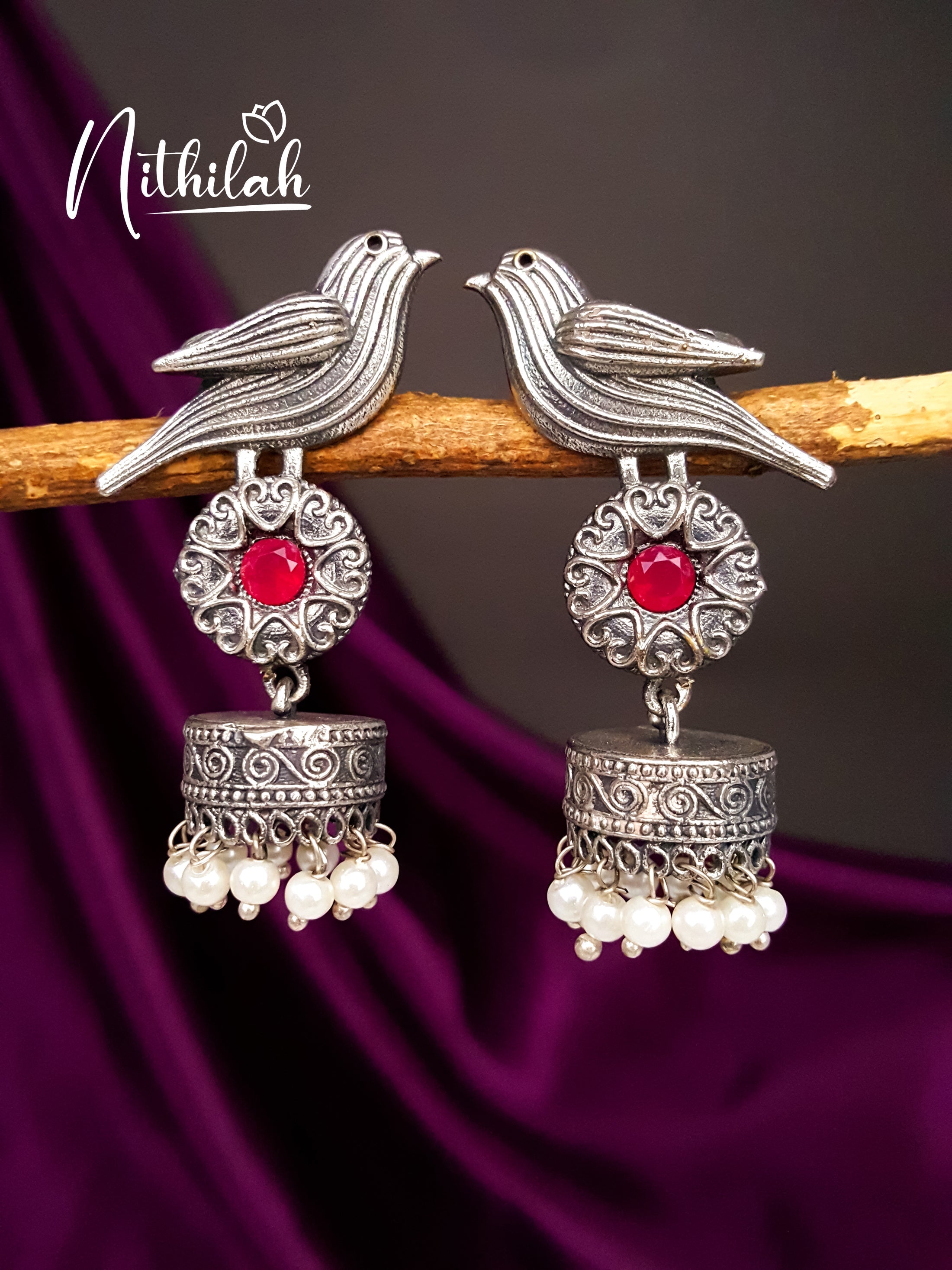 Buy Bird Oxidised Jhumka Earrings | Oxidised Earrings