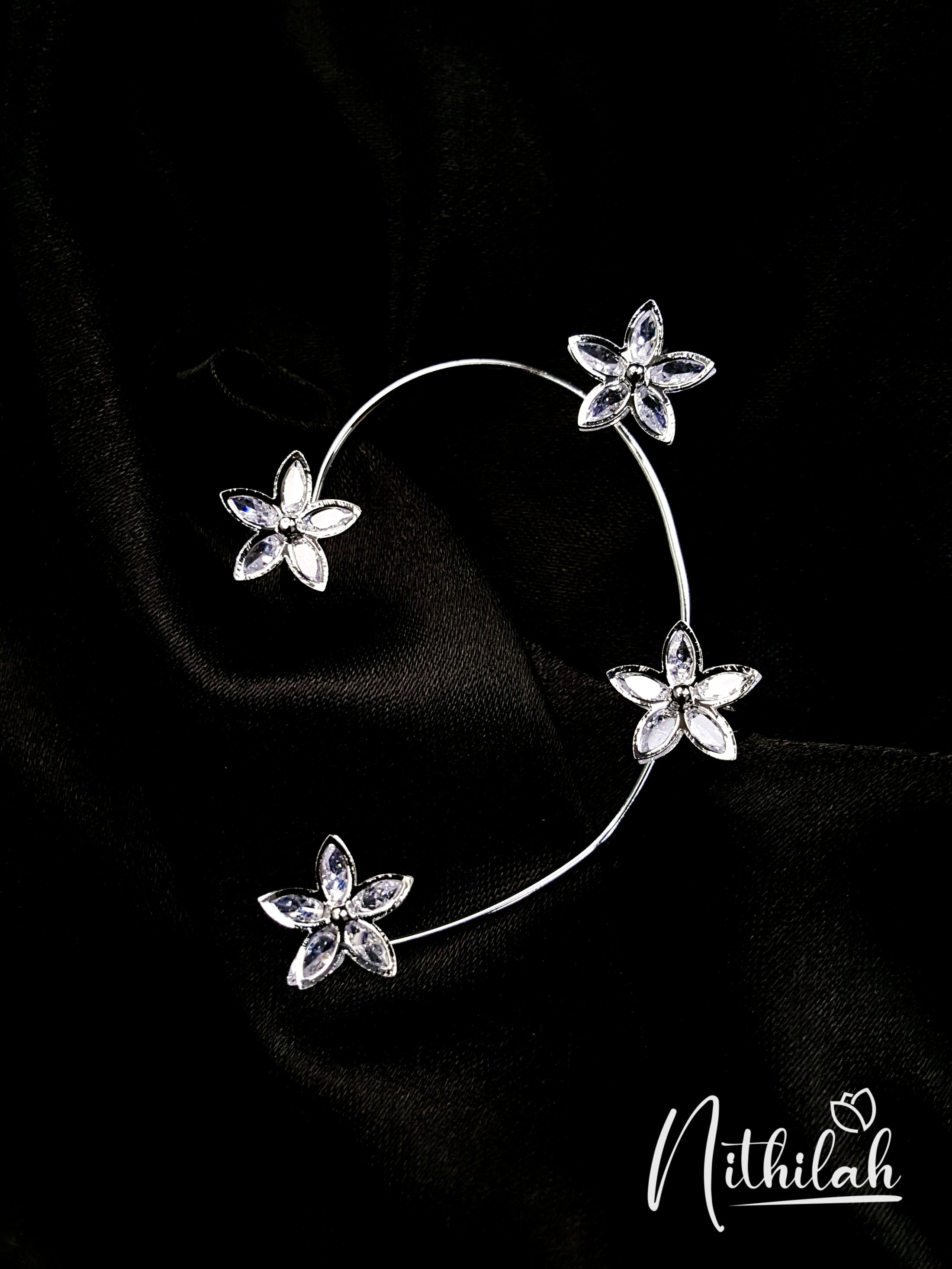 Buy Ear Cuffs Silver Flower Design