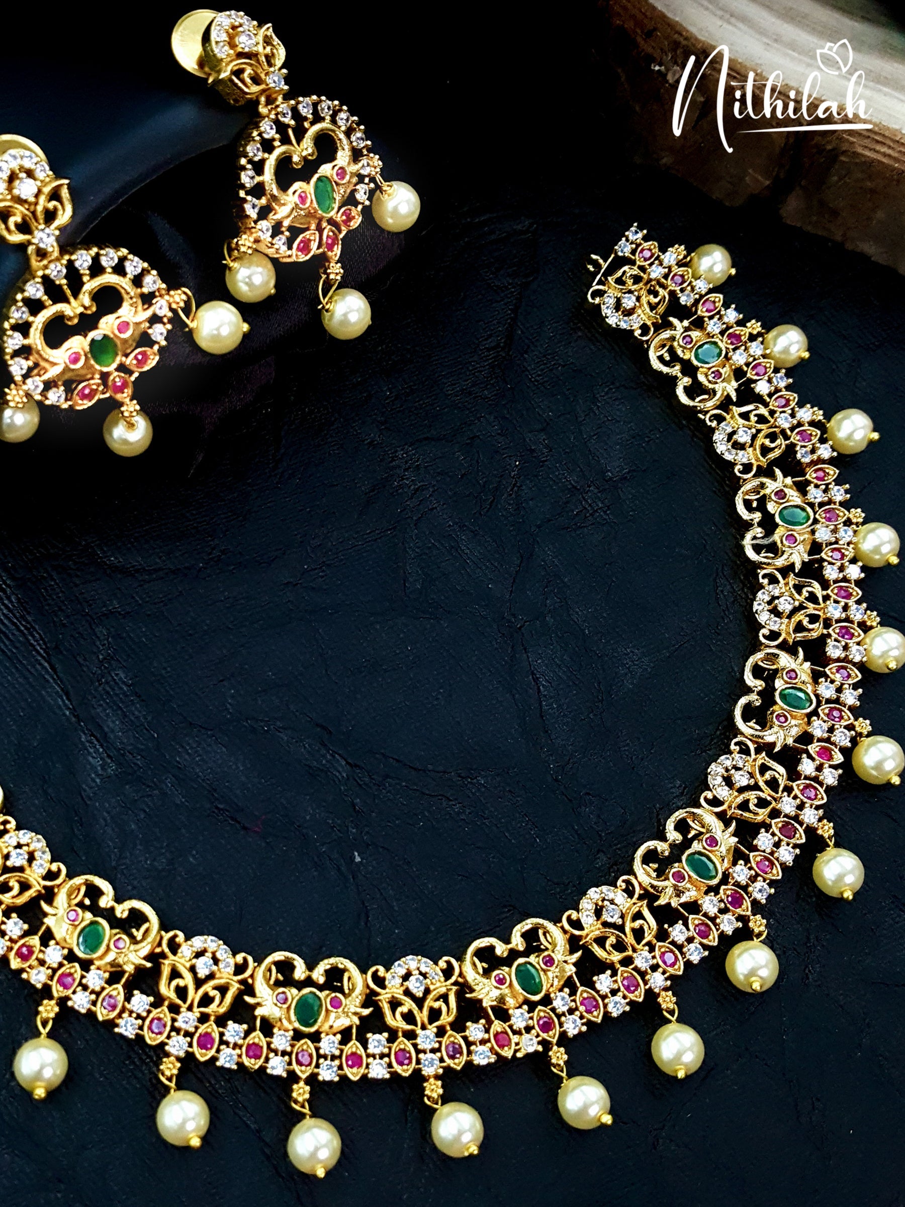 Buy Ethnic Golden AD Necklace Choker Design 