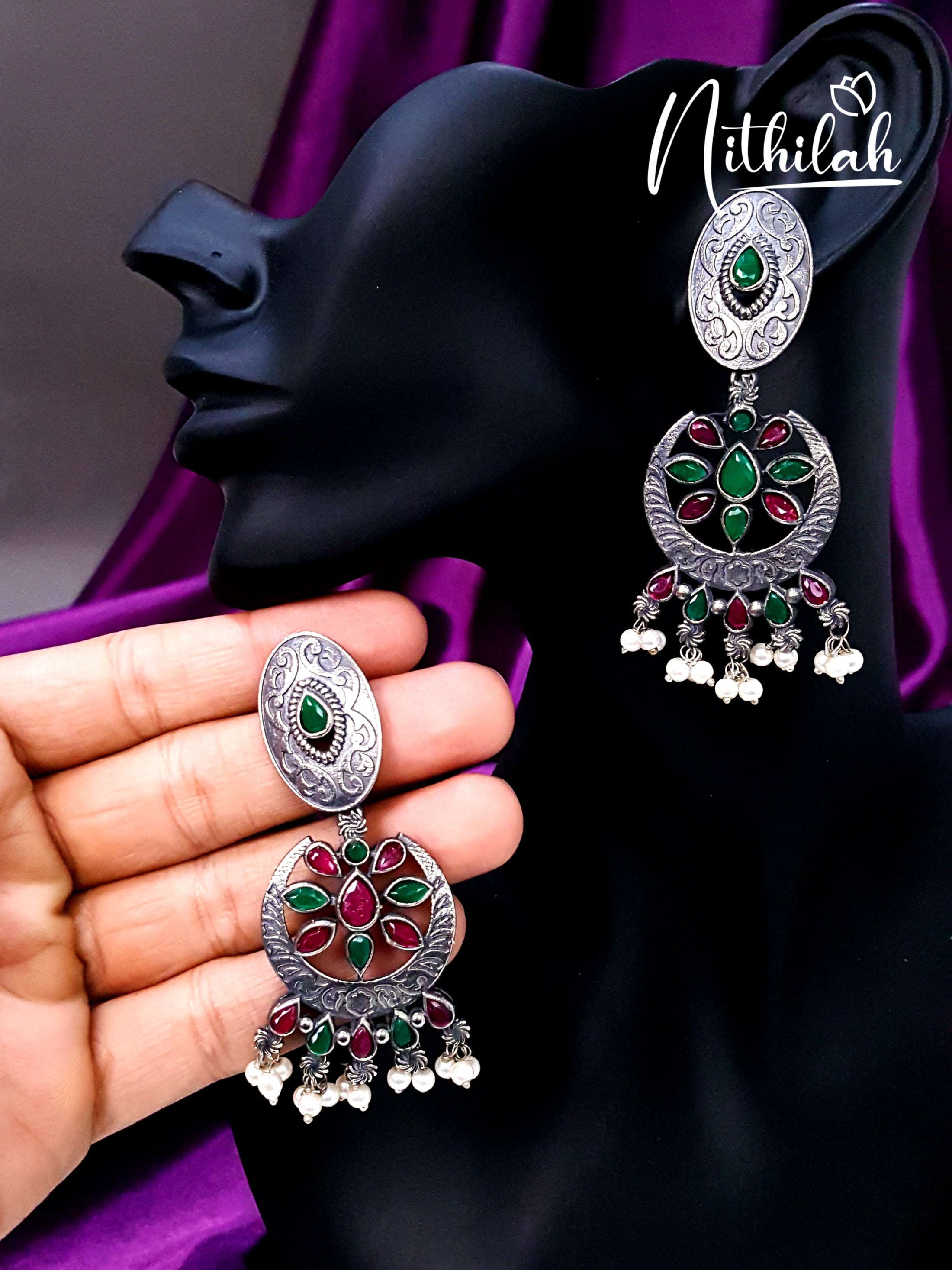 Buy Flower in Chandbali Oxidised Earring Designs 