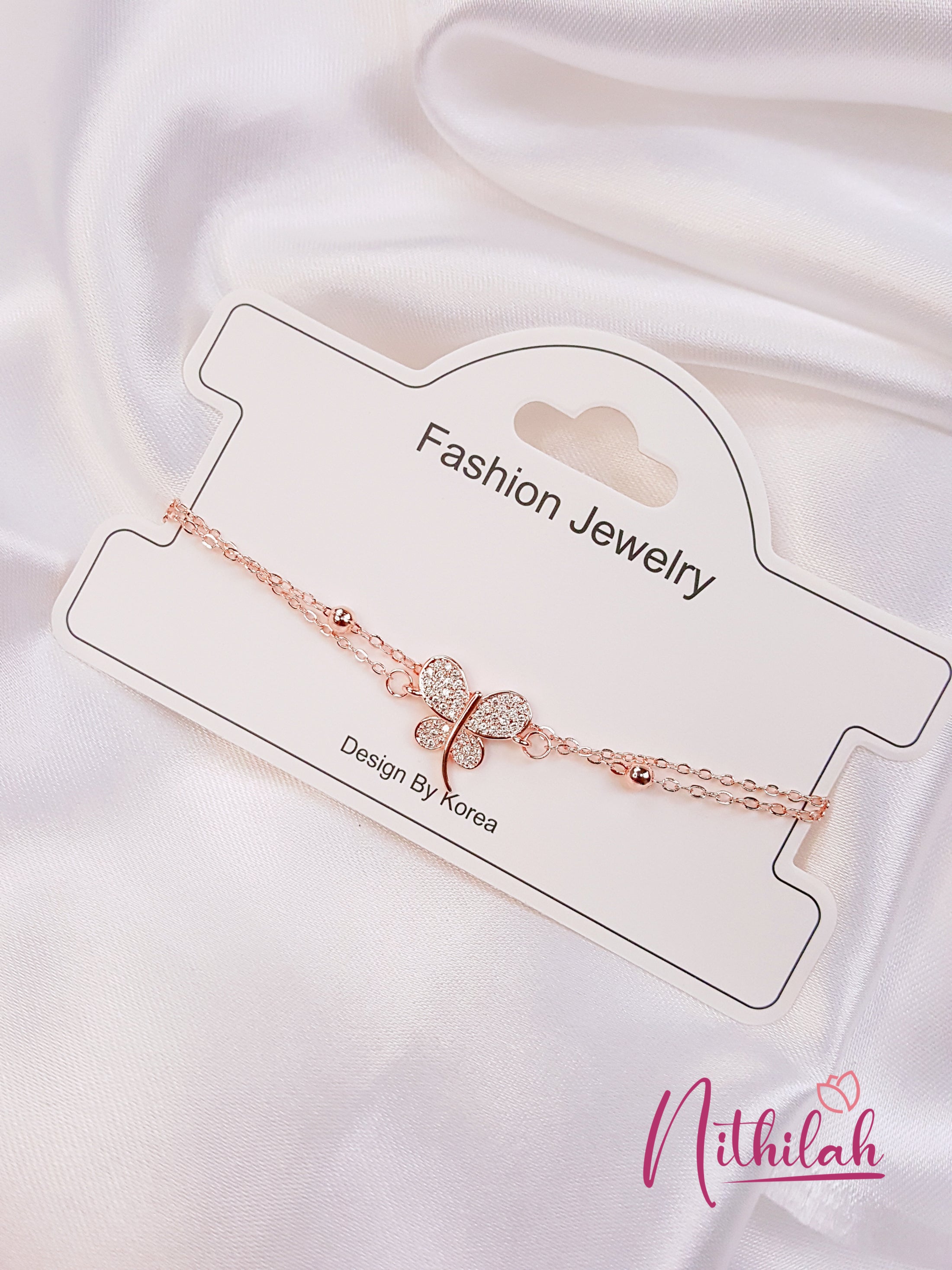 Buy Imitation Jewellery Fancy Bracelet Rose Gold Butterfly NRBT104 Online