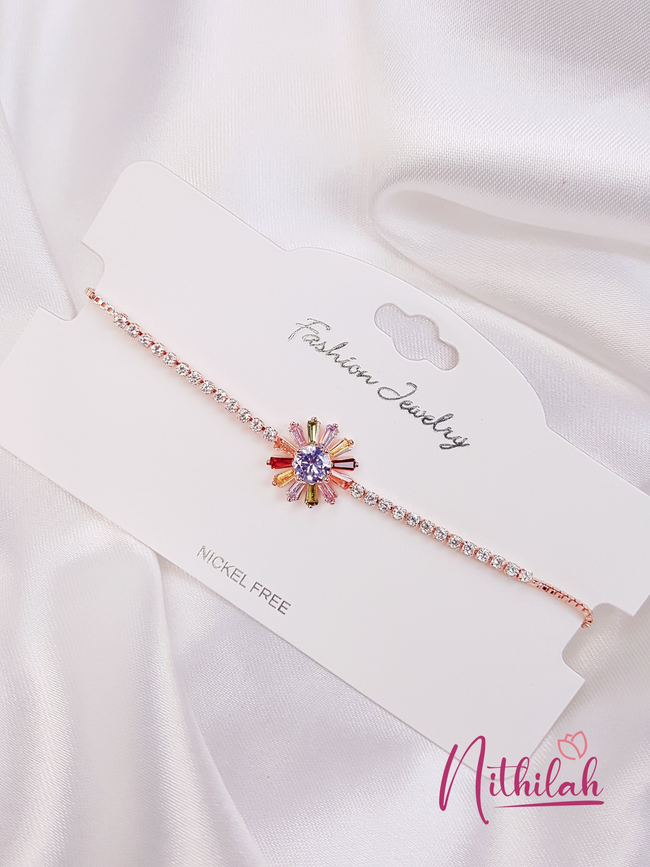 Buy Fancy Multi Flower Rose Gold Bracelet at Best Price