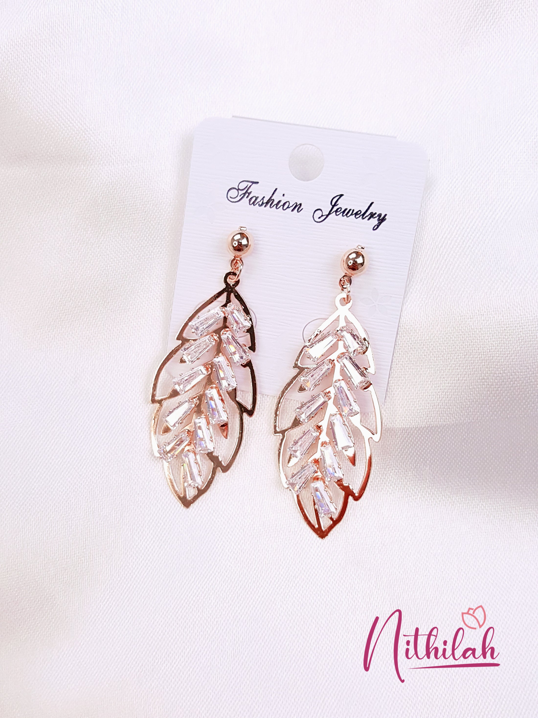Buy Fancy Leaf Skeletal Rose Gold Earrings 
