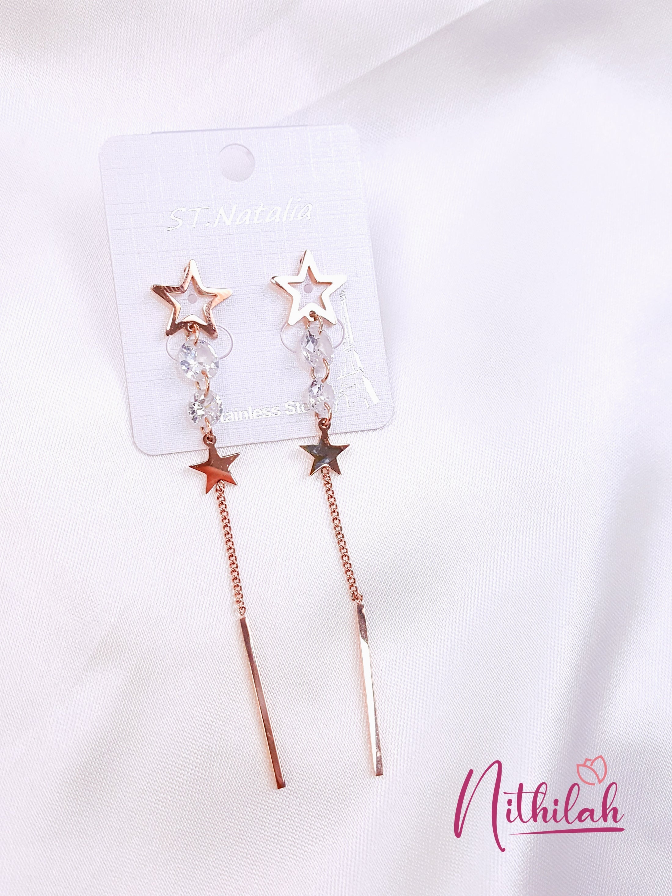 Buy Fancy Nested Star Rose Gold Earrings Danglers