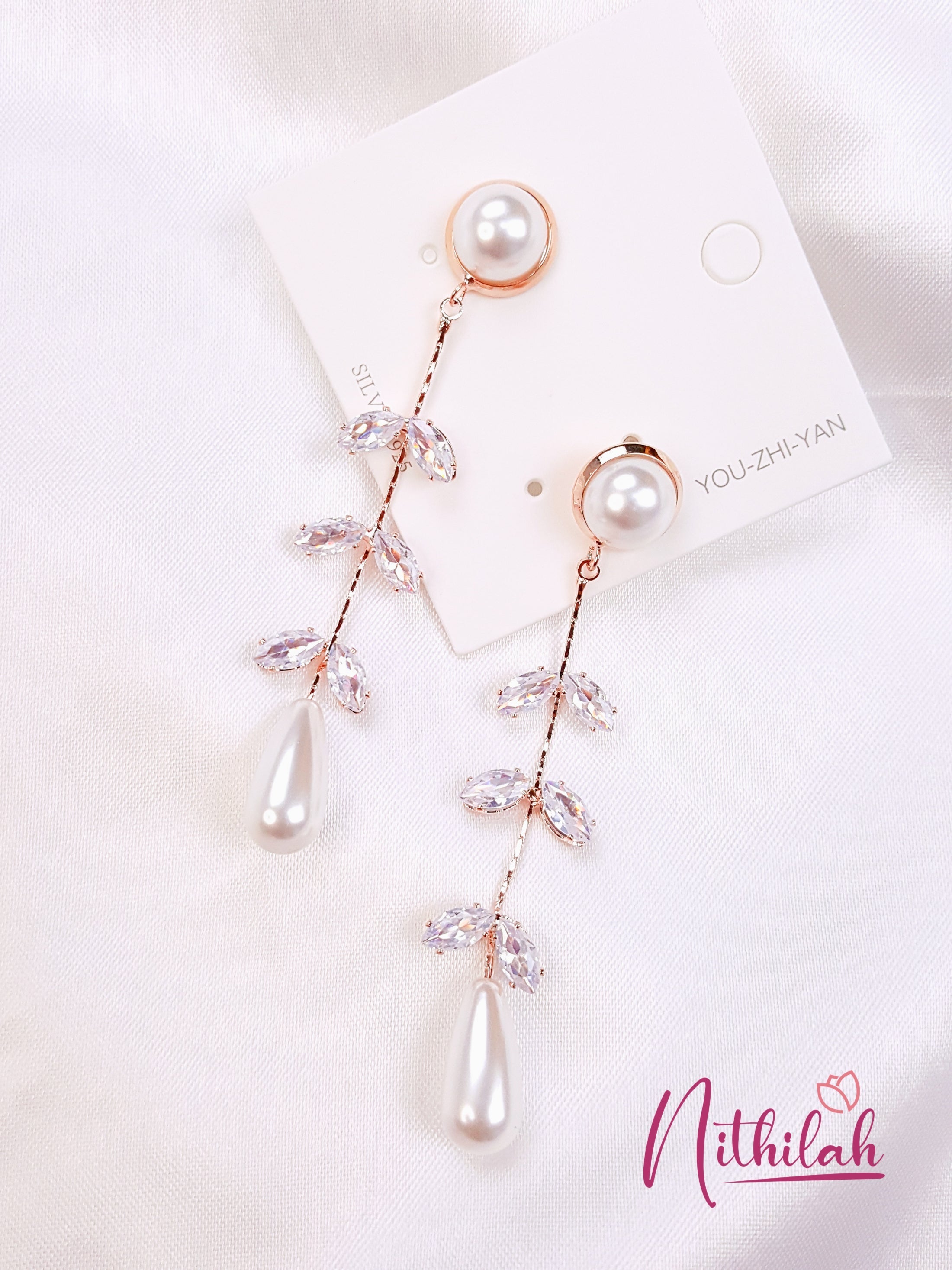 Buy Fancy Pearl Rose Gold Danglers Earrings 