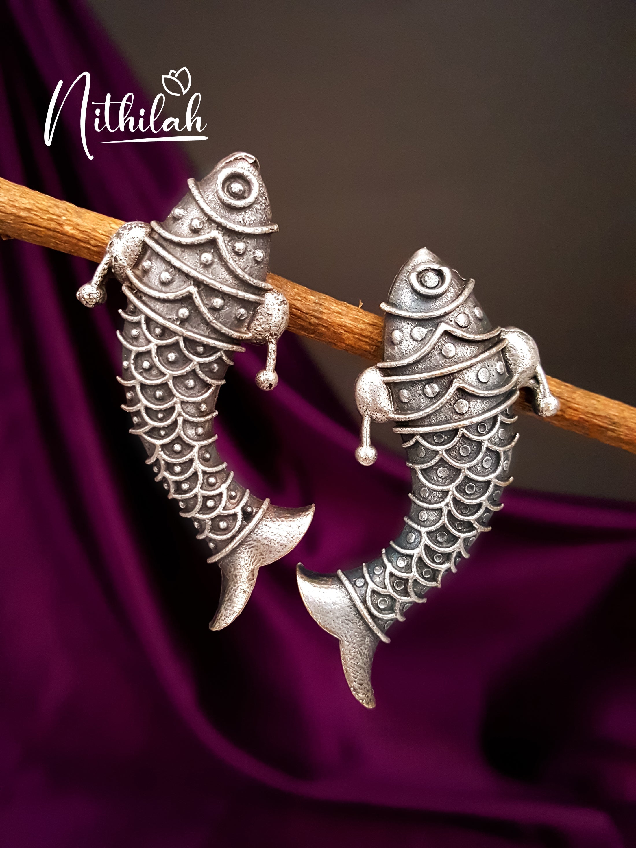 Buy Fish Oxidised Silver Earrings | Oxidised Earrings