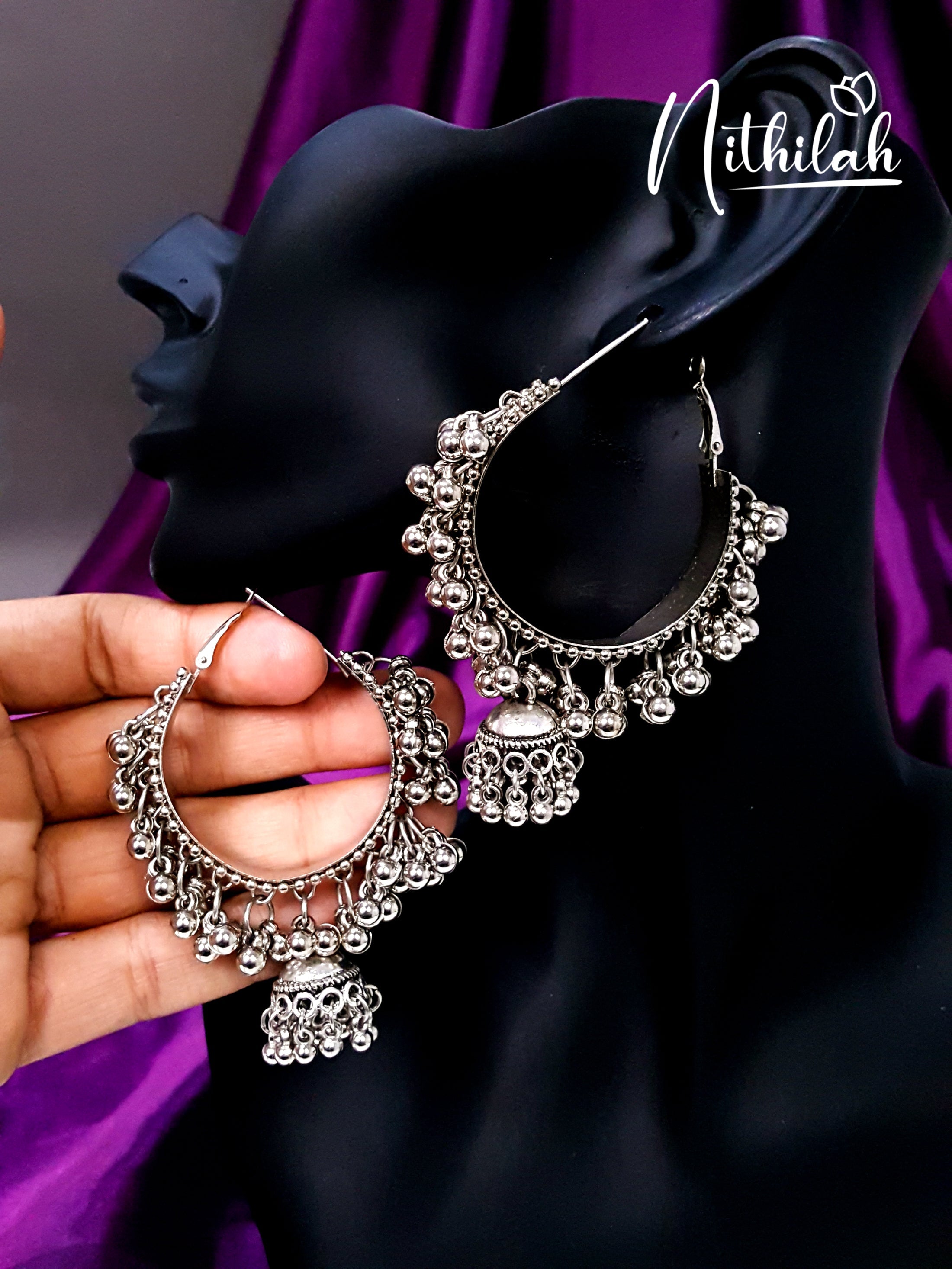 Flipkartcom  Buy Goldfish Hoop Earrings Oxidized Silver Jhumki Jhumka  Earrings Beads Brass Jhumki Earring Online at Best Prices in India