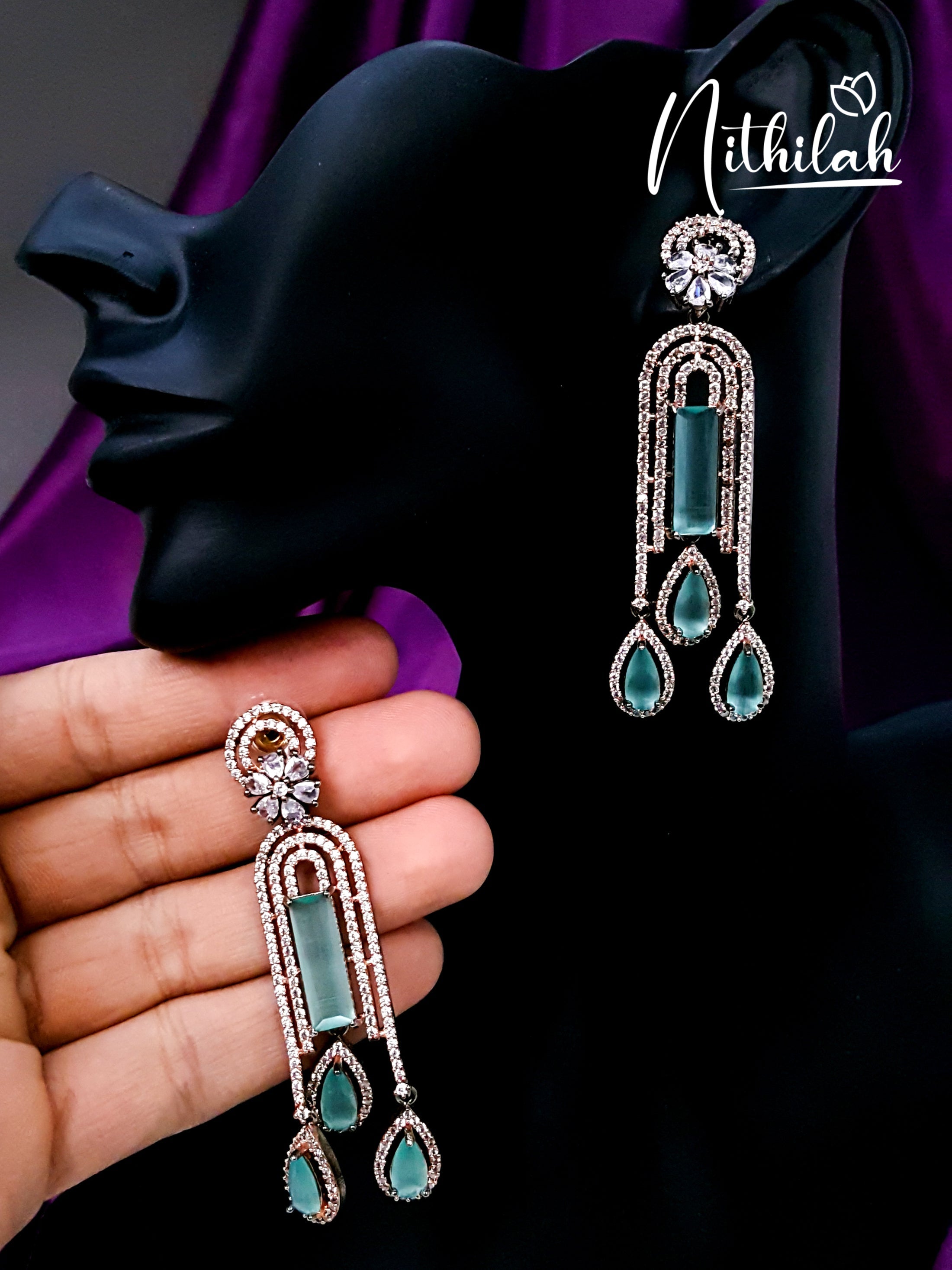 Gorgeous Blue Drops American Diamond Earrings