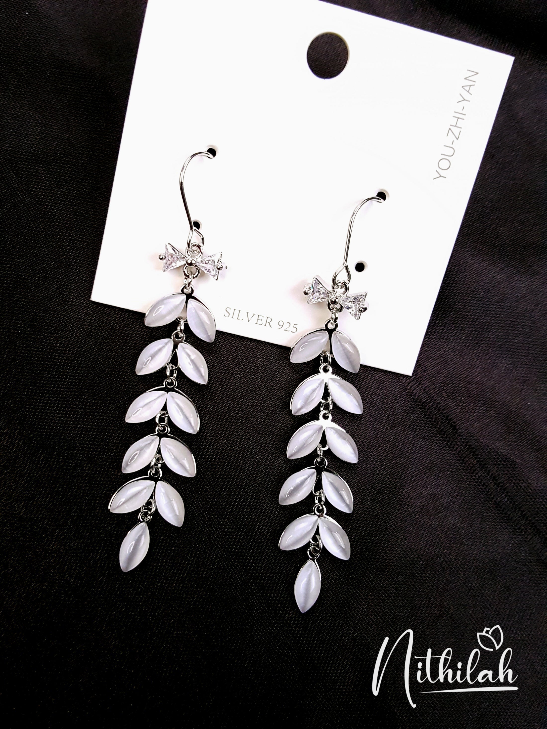 Buy Imitation Jewellery Girlish Earrings Silver Leaves Stalk NPJE107 Online