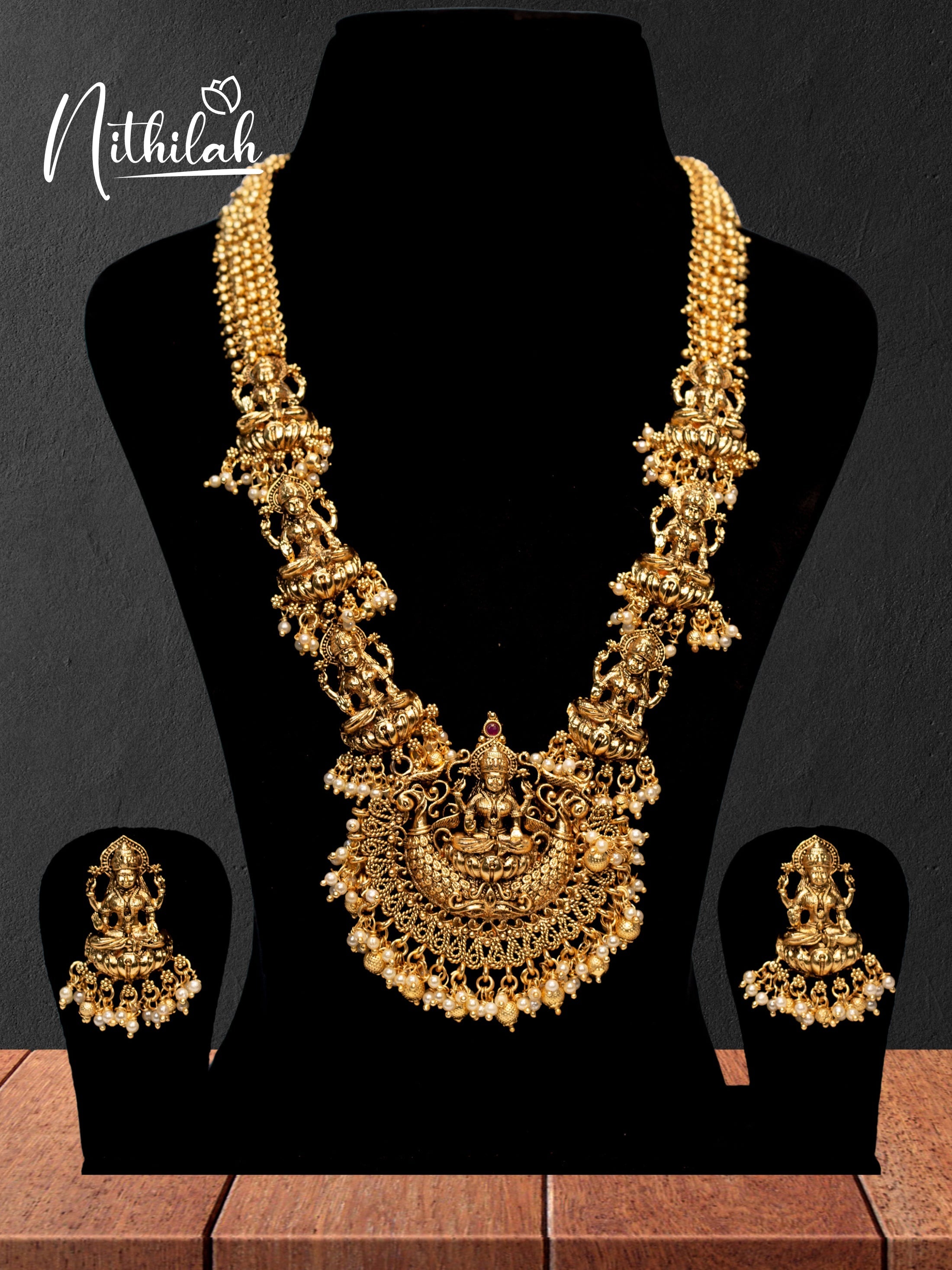 Buy Imitation Jewellery Gold Ball Cluster Lakshmi Long Haram NAIH104 Online